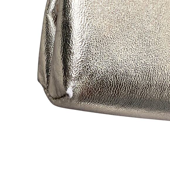 Vintage Gold Clutch Prom Purse Pocketbook 10" Kiss Lock Chain Strap Satin Glam - Picture 11 of 13